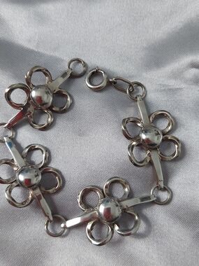 Sterling Silver Flower Link Bracelet - Women's Jewelry First Girl Gift